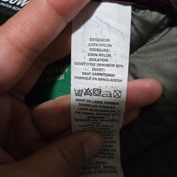 L.LBean Women's Ultralight 850 Down Hooded Coat Three Quarter Length Dark Plum L - Picture 12 of 16